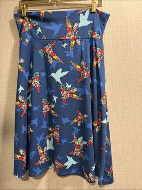 LuLaRoe Blue Hummingbird Azure Skirt Size X-Large